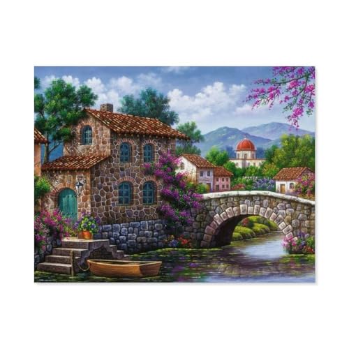 GSBRSNTS DIY Malen nach Zahlen，Die Brücke über den Fluss，diy malen nach zahlen erwachsene landsch Mit Pinsel und Acrylfarbe Erwachsenenfarbe nach Zahlen Kits Kunst(20x30cm-B34 von GSBRSNTS