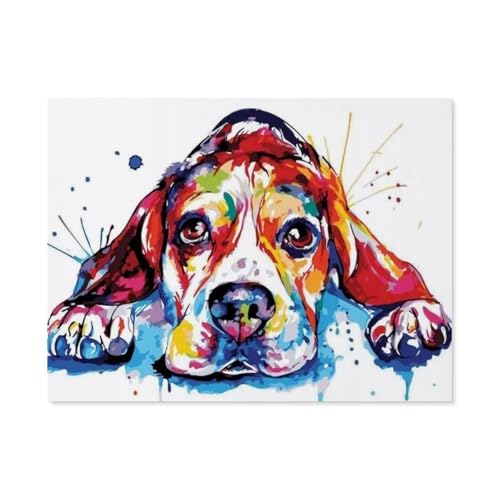 GSBRSNTS Diamond 5D DIY Diamond Painting，Hund Bunte Beagles Liegende，3D-Stickerei Kreuzstich-Mosaik-Malerei-Dekor（30 x 40 cm/11.81 x 15.74 Zoll）-E96 von GSBRSNTS