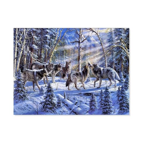 GSBRSNTS Diamond 5D DIY Diamond Painting，Wolfsrudel，3D-Stickerei Kreuzstich-Mosaik-Malerei-Dekor（40 x 50 cm/15.74 x 19.68 Zoll）-B56 von GSBRSNTS