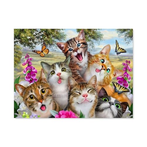 GSBRSNTS Diamond Painting，Katze Blume,Tiere，Crystal Embroidery Beads 5D Full Round Cross Stitch Kit Handwork Mosaic（30 x 40 cm/11.81 x 15.74 Zoll）-C31 von GSBRSNTS