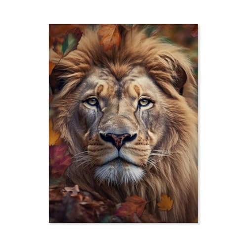 GSBRSNTS Diamond Painting，Löwe, Ahornblatttiere，Diamant Malerei Kunst Stickerei Kreuzstich Bilder Geschenk Wanddekoration（30 x 40 cm/11.81 x 15.74 Zoll）-C50 von GSBRSNTS