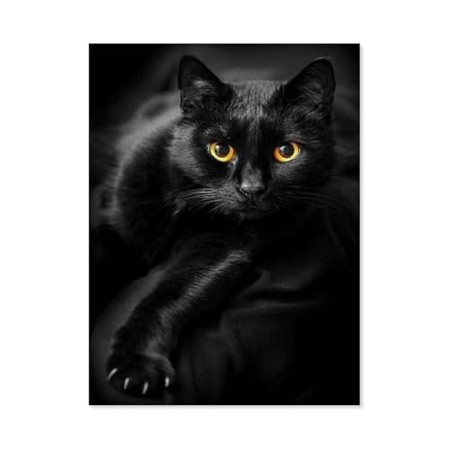 GSBRSNTS Diamond Painting，Schwarze Katze，Crystal Embroidery Beads 5D Full Round Cross Stitch Kit Handwork Mosaic（50 x 60 cm/19.68 x 23.62 Zoll）-G51 von GSBRSNTS