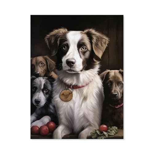 GSBRSNTS Diamond Painting，Vier Hunde, Tier，Diamant Malerei Kunst Stickerei Kreuzstich Bilder Geschenk Wanddekoration（30 x 40 cm/11.81 x 15.74 Zoll）-C90 von GSBRSNTS