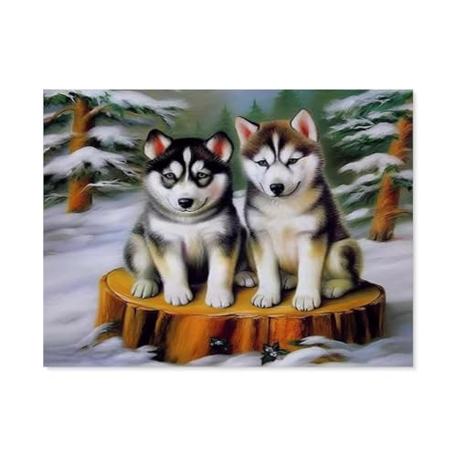 GSBRSNTS Diamond Painting，Winterhund, Tier，Diamant Malerei Kunst Stickerei Kreuzstich Bilder Geschenk Wanddekoration（50 x 60 cm/19.68 x 23.62 Zoll）-C70 von GSBRSNTS