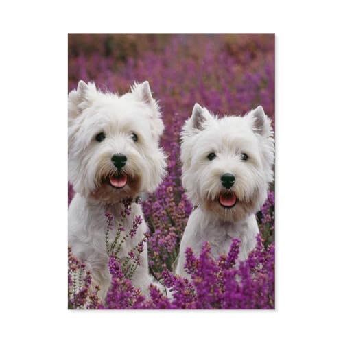 GSBRSNTS Diamond Painting，Zwei Yorkshire Terrier inmitten von Blumen，Diamant Malerei Kunst Stickerei Kreuzstich Bilder Geschenk Wanddekoration（30 x 40 cm/11.81 x 15.74 Zoll）-A70 von GSBRSNTS