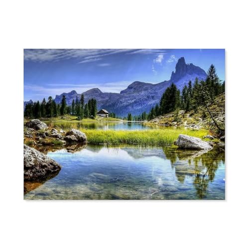 GSBRSNTS Landschaft See Berg，Full Round Diamond 5D DIY Diamond Painting 3D Stickerei Kreuzstich Mosaik Gemälde Dekor（40 x 50 cm/15.74 x 19.68 Zoll）-A2 von GSBRSNTS