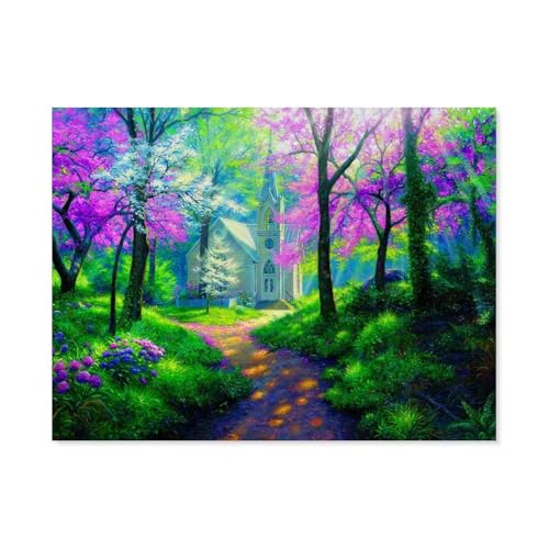 GSBRSNTS Landschaft Wald，Full Round Diamond 5D DIY Diamond Painting 3D Stickerei Kreuzstich Mosaik Gemälde Dekor（50 x 60 cm/19.68 x 23.62 Zoll）-B62 von GSBRSNTS