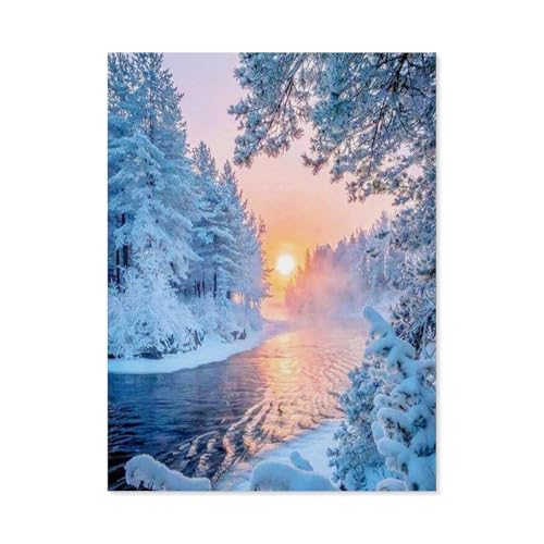 GSBRSNTS Landschaft Winter，Full Round Diamond 5D DIY Diamond Painting 3D Stickerei Kreuzstich Mosaik Gemälde Dekor（40 x 50 cm/15.74 x 19.68 Zoll）-C2 von GSBRSNTS