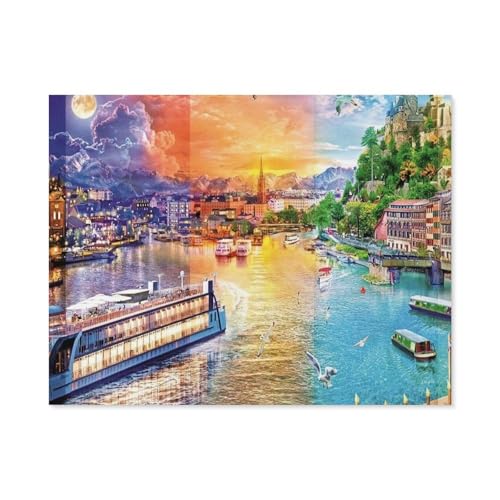 GSBRSNTS Malen Nach Zahlen Erwachsene，Flusskreuzfahrt，Malen Nach Zahlen Mit Pinseln und Acrylfarbe,DIY Set Basteln Erwachsene mit Pinseln und Acrylfarben für Home Decor(20x30cm-D87 von GSBRSNTS