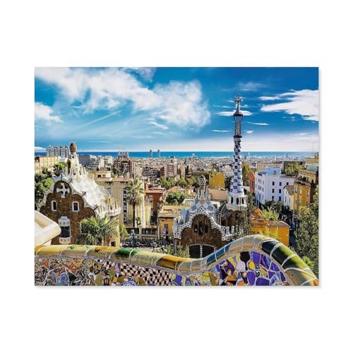 GSBRSNTS Malen Nach Zahlen Erwachsene，Park Güell, Barcelona, Spanien，Malen Nach Zahlen Mit Pinseln und Acrylfarbe,DIY Set Basteln Erwachsene mit Pinseln und Acrylfarben für Home Decor(30x40cm-D27 von GSBRSNTS