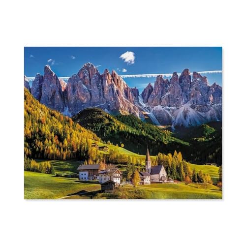 GSBRSNTS Malen Nach Zahlen Erwachsene，Villnößtal, Dolomiten, Italien，Malen Nach Zahlen Mit Pinseln und Acrylfarbe,DIY Set Basteln Erwachsene mit Pinseln und Acrylfarben für Home Decor(20x30cm-D7 von GSBRSNTS