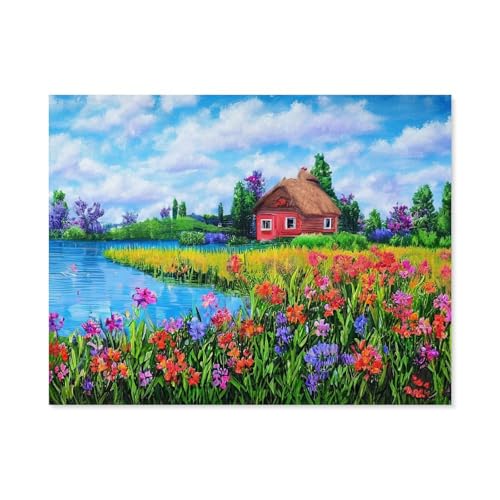 GSBRSNTS Malen nach Zahlen，Blumenhaus,Motiv，diy malen nach zahlen erwachsene landsch Mit Pinsel und Acrylfarbe Kits Theme Digital Home Wall Artwork(30x40cm-E26 von GSBRSNTS