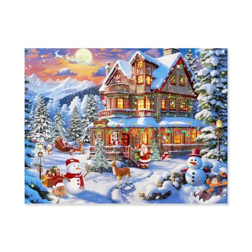 GSBRSNTS Malen nach Zahlen，Frohe Weihnachtsschloss，diy malen nach zahlen erwachsene landsch Mit Pinsel und Acrylfarbe Kits Theme Digital Home Wall Artwork(20x30cm-E46 von GSBRSNTS