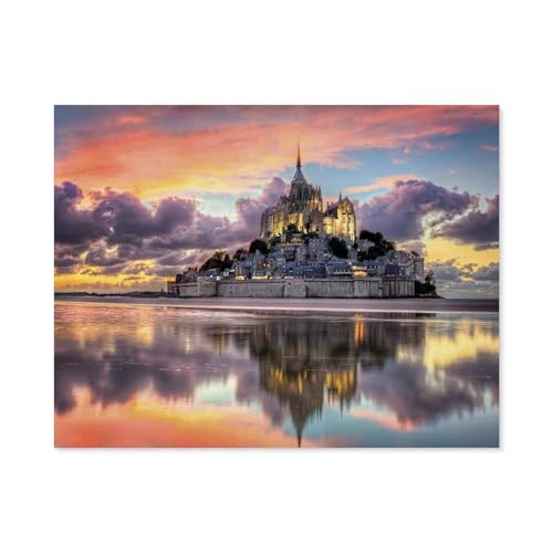 GSBRSNTS Malen nach Zahlen，Le Magnifique Mont Saint-Michel，diy malen nach zahlen erwachsene landsch Mit Pinsel und Acrylfarbe Kits Theme Digital Home Wall Artwork(30x40cm-C46 von GSBRSNTS