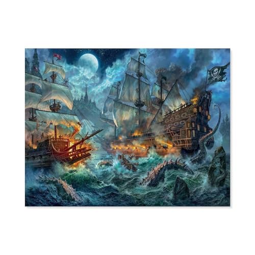 GSBRSNTS Malen nach Zahlen，Pirates Battle，Kit für Erwachsene Kinder Anfänger DIY Leinwand Malen nach Zahlen für Kein Rahmen(20x30cm-C24 von GSBRSNTS