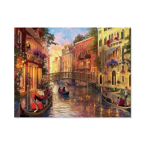 GSBRSNTS Malen nach Zahlen，Sonnenuntergang in Venedig，diy malen nach zahlen erwachsene landsch Mit Pinsel und Acrylfarbe Kits Theme Digital Home Wall Artwork(20x30cm-B66 von GSBRSNTS