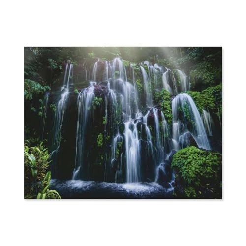 GSBRSNTS Malen nach Zahlen，Wasserfall auf Bali，diy malen nach zahlen erwachsene landsch Mit Pinsel und Acrylfarbe Kits Theme Digital Home Wall Artwork(20x30cm-A46 von GSBRSNTS