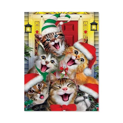 GSBRSNTS Weihnachten Hut Katzen Tiere，DIY Diamant Stickerei volle Round Bohrer 5d DIY Diamant malerei mosaik dekoration（30 x 40 cm/11.81 x 15.74 Zoll）-E3 von GSBRSNTS