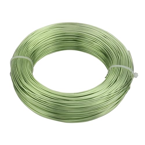 GSCLZ Aluminiumdraht 1 mm – 3,0 mm, 15 Farben, Edelstahl-Aluminium-Basteldraht, Flexibles künstlerisches Perlenband, Schnurseil for die Schmuckherstellung, Zubehör(Light Green,1.2mm 10 Meters) von GSCLZ