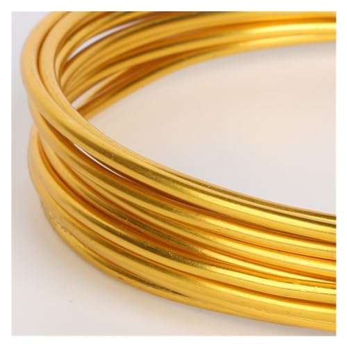 GSCLZ Aluminiumdraht 3–10 Meter 1/1,5/2/2,5 mm runder Aluminiumdraht Metallhandwerk Perlendraht zur Schmuckherstellung DIY-Zubehör(Gold,2.5mm 3.0meter) von GSCLZ