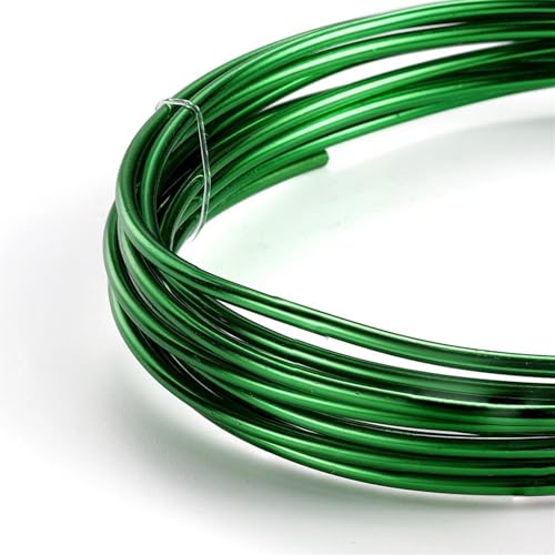 GSCLZ Aluminiumdraht Runder Aluminiumdraht, vielseitiger lackierter Aluminiummetalldraht for DIY-Schmuckherstellungszubehör(Green,2.0mm x 5Meters) von GSCLZ