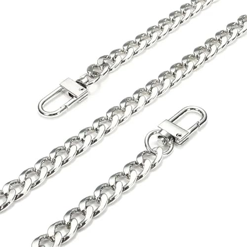 GSCLZ Handtaschenketten 120 cm Metall-Handtaschen-Kettenriemen-Griff-Ersatz for Handtaschen-Umhängetaschen, Breite 7 mm FüR Handtaschen(Silver) von GSCLZ