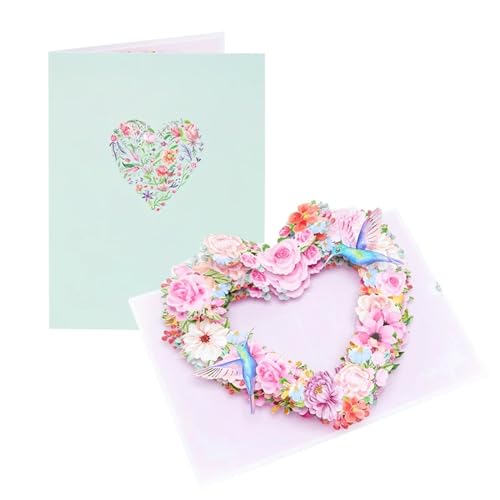 GSCLZ Hochzeitseinladungen 2 Stück Blumen-Geburtstagskarten, florale Dankeskarten, Hochzeitseinladungen, Kirschblüten-Geschenke for Muttertag, Jahrestag, Grußkarten FüR Brautpaare(Pink Rose Love) von GSCLZ