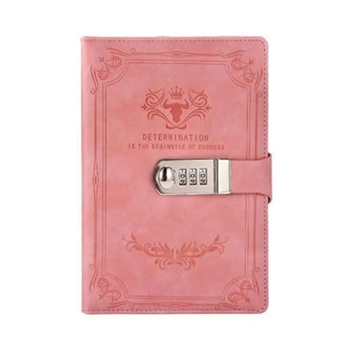 GSCLZ Tagebuch Mit Schloss A5 200 Seiten Retro Passwort Buch mit Schloss Tagebuch Verdickt Kreative Hand Ledger Student Notizblock Schreibwaren Notebook Binder FüR Notiz Und Journal(Pink) von GSCLZ