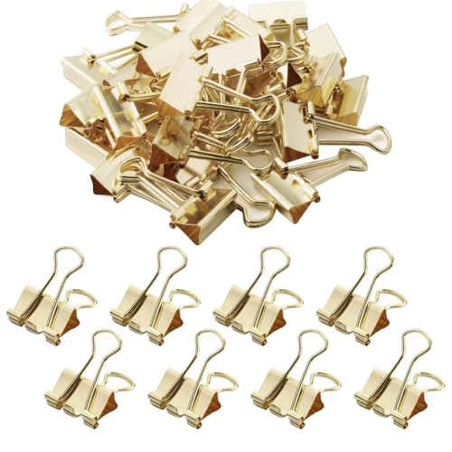 100 Stück 15 mm kleine Binder-Clips, Mini-Papierklemmen, Metall, Dokumenten-Klemmen, Mikro-Schule, Zuhause, Büroklammern, winzige Büroklammern für Büro, Geschäftsbedarf, goldfarben von GSHLLO