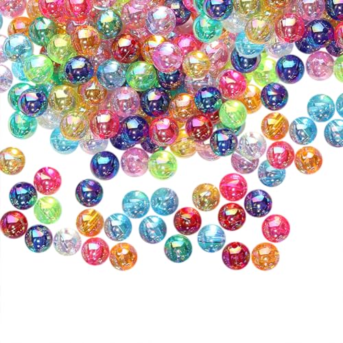 Bunte Acrylperlen, AB-Farbe, runde Kunststoffperlen, glitzernde Armbandperlen, Glitzer-Charm-Perlen, kleines Loch, lose Perlen für Halsketten, Bastelarbeiten, 6 mm, 1000 Stück von GSHLLO