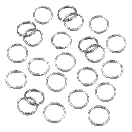 GSHLLO 300 Stück 6 mm kleine Edelstahl-Spaltringe Mini-Metall-Schlüsselanhänger doppelt offene Biegeringe runde Schlüsselanhänger Ring Erkennungsmarke Ringe Silber Schlüsselanhänger Befestigung für von GSHLLO