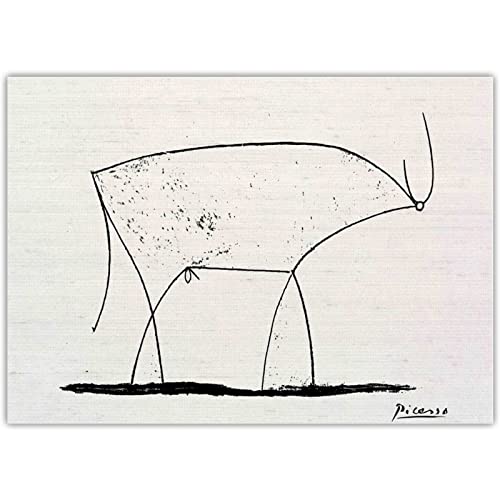 GSHRED Picasso Poster Der Stier Lithographie Skizze Linie Leinwand Wand Bilder Picasso Kunstdrucke Minimalistische Bild Picasso Bilder Wohnkultur Rahmenlos 30×40cm von GSHRED