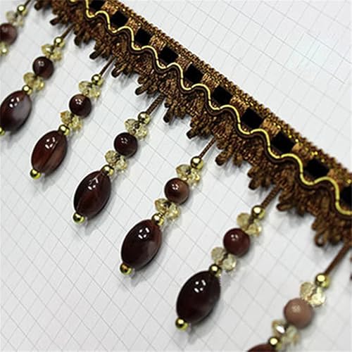 Fransenbesatz，Tanzkostüm Fransenbesatz 1m Acryl Perlen Spitze Vorhang Nähen Fringe Polster Band Trim DIY for Nähen Zubehör Dekor(Dark Coffee) von GSHUPIOU