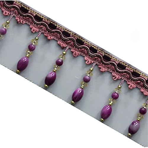 Fransenbesatz，Tanzkostüm Fransenbesatz 1m Acryl Perlen Spitze Vorhang Nähen Fringe Polster Band Trim DIY for Nähen Zubehör Dekor(Purple) von GSHUPIOU