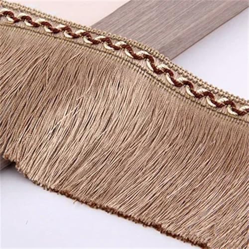 Fransenbesatz，Tanzkostüm Fransenbesatz 2/4m 33cm Quaste Vorhang große Quasten Trimmen Dekoration Spitze Band DIY Kleid Kleidungsstück Nähzubehör(Beige,2Meters) von GSHUPIOU