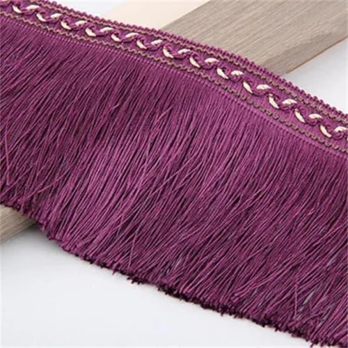 Fransenbesatz，Tanzkostüm Fransenbesatz 2/4m 33cm Quaste Vorhang große Quasten Trimmen Dekoration Spitze Band DIY Kleid Kleidungsstück Nähzubehör(Darkpurple,2Meters) von GSHUPIOU