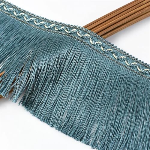 Fransenbesatz，Tanzkostüm Fransenbesatz 2/4m 33cm Quaste Vorhang große Quasten Trimmen Dekoration Spitze Band DIY Kleid Kleidungsstück Nähzubehör(Lakeblue,2Meters) von GSHUPIOU