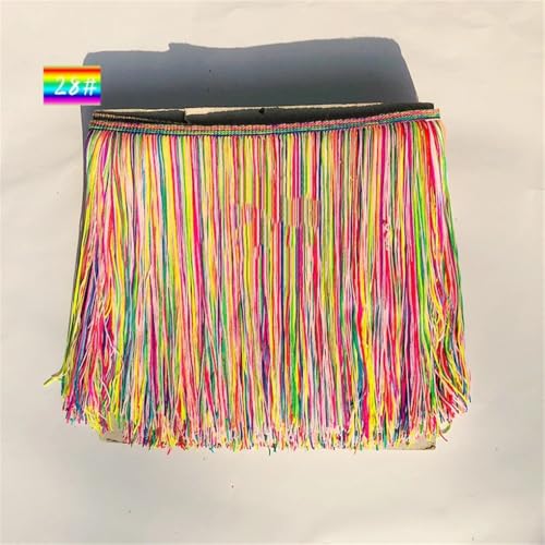 Fransenbesatz，Tanzkostüm Fransenbesatz 20 cm lateinamerikanische Fransen, Regenbogenquaste, verschiedene Farben, Nylon, Tanzkleidbesatz, fluoreszierende Makramee-Spitze, DIY-Zubehör(Beige,10 yards) von GSHUPIOU