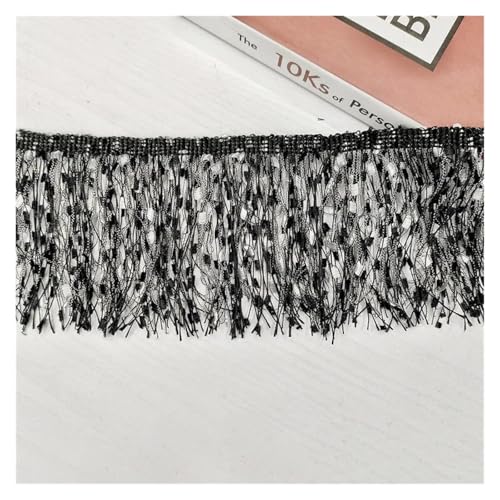 Fransenbesatz，Tanzkostüm Fransenbesatz 5yards/Lot 10cm Weiß/Schwarz Quaste Trim Spitze Band Quasten for Vorhänge Kleider Fransen DIY Zubehör Handwerk(5) von GSHUPIOU