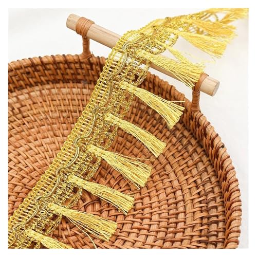 Fransenbesatz，Tanzkostüm Fransenbesatz 5yards 6cm Breite Gold Silber Hängende Quaste Spitzenband DIY Vorhang Tischdecke Hut Dekorative Accessoires(Gold) von GSHUPIOU