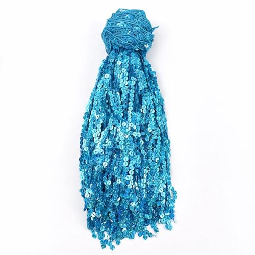 Fransenbesatz，Tanzkostüm Fransenbesatz 6yards 30cm Pailletten Perlen Quaste Fringe Lace Trim Latin Dance Kleid Decor DIY Handwerk Nähzubehör(Laserlakeblue) von GSHUPIOU