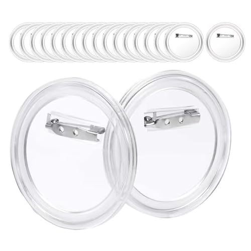 18 Stück Buttons Selber Machen, 2.36 inches/60mm Buttons Anstecker Zum Selbstgestalten, Acryl Design Pins Transparente DIY Ansteckbuttons Set Button mit Anstecknadel für Foto Bild von GSHUR