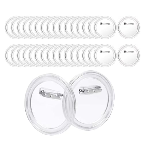 40 Stück Buttons Selber Machen, 1.5 inches/38mm Buttons Anstecker Zum Selbstgestalten, Acryl Design Pins Transparente DIY Ansteckbuttons Set Button mit Anstecknadel für Foto Bild von GSHUR