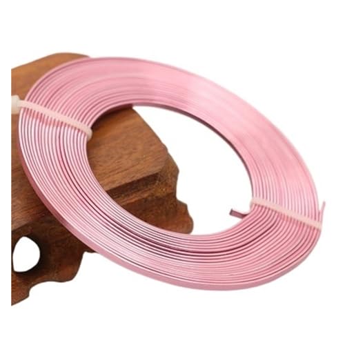 GSJNHY Aluminiumdraht 5meter/stück 3mmX1mm (3mm breite 1mm Dicke) flach Aluminium draht Aluminium Handwerk for DIY Halskette Armbänder Schmuck Machen(Pink) von GSJNHY