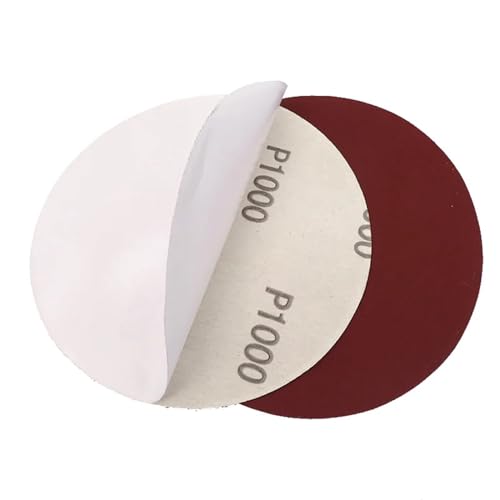 GSJNHY Schleifpapier Scheibe 10 x rotes Schleifpapier – 5 Zoll 125 mm Schleifscheiben mit Hakenschlaufe, PSA/Kleber, Körnung 60–2000, for Polieren und Schleifen(PSA Adhesive,2000) von GSJNHY