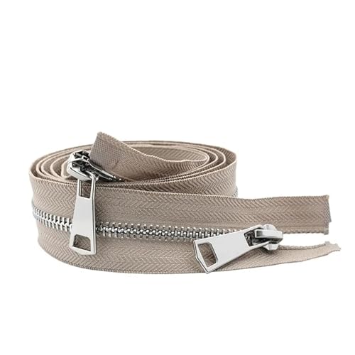 Zwei Wege Reißverschluss 30/40/50/60/70/80 cm 5# Bunte Offene Doppel Schieber Silber Metall Reißverschluss DIY Handwerk for Stoff Tasche Kleidungsstück (Color : Beige, Size : 40cm) von GSJNHY