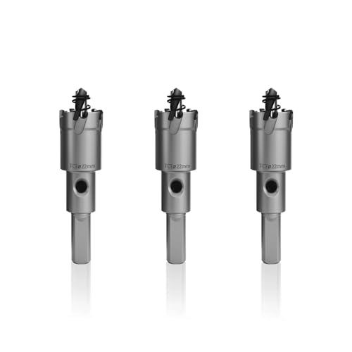 GSTK 3 x 2,2 cm TCT-Lochsägen für Hartmetall, robustes Wolframkarbid-Lochschneider-Set, für Edelstahl, Metall, Eisen und Kunststoff von GSTK