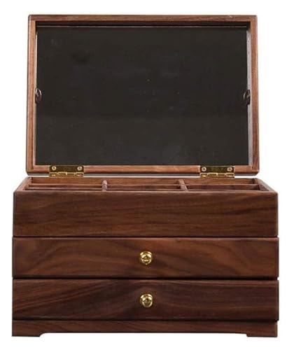 GSUNLEO Schmuck-Organizer-Box, Schmuckschatulle, Holz-Schmuckkästchen, Halskette und Ohrring-Organizer, for Frauen und Mädchen, Halskette, Ohrring, Armband, Halter, Organizer von GSUNLEO