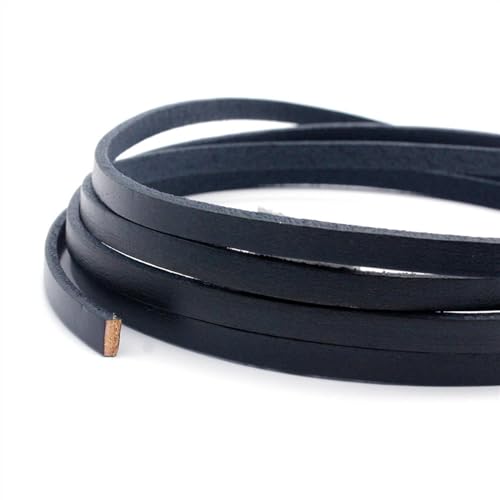 Rundes Lederband, 5 mm x 2 mm, echtes Rindsleder, 5 mm breit, beschichtetes Echtlederband für DIY-Armbänder, Schmuckherstellung, Kunsthandwerk (Farbe: Dunkelblau, Größe: 91 cm) von GSXLZ