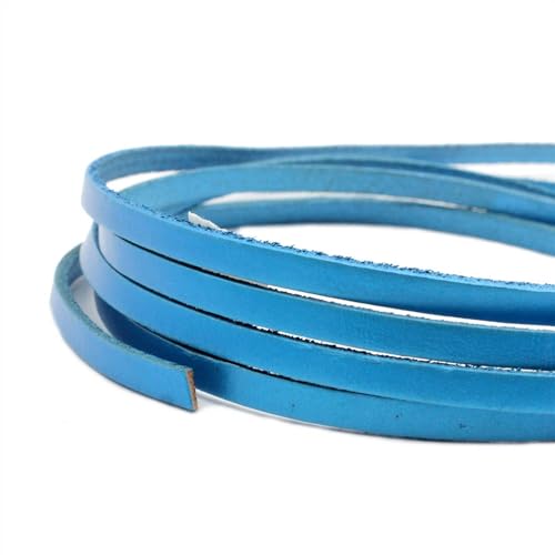 Rundes Lederband, 5 mm x 2 mm, echtes Rindsleder, 5 mm breit, beschichtetes Echtlederband für DIY-Armbänder, Schmuckherstellung, Kunsthandwerk (Farbe: Metallic-Blau, Größe: 91 cm) von GSXLZ